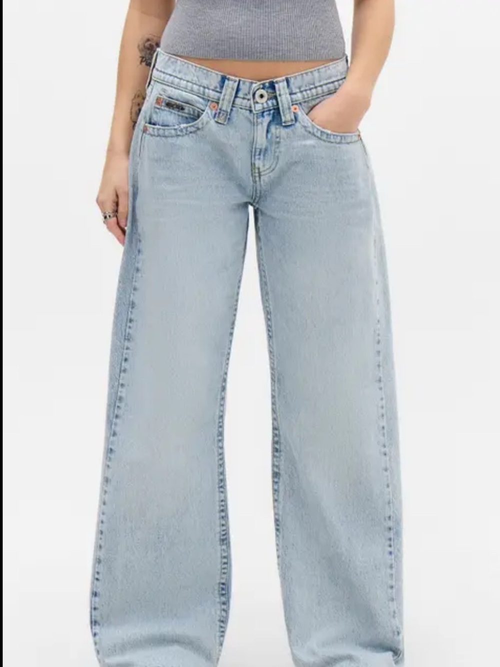 BDG Light Blue Wide-Leg Mid-Rise Jeans